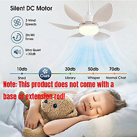 Bextsrack Ventilador de Techo Iluminación Tricolor 3 Velocidades 52 cm - Imagen 4