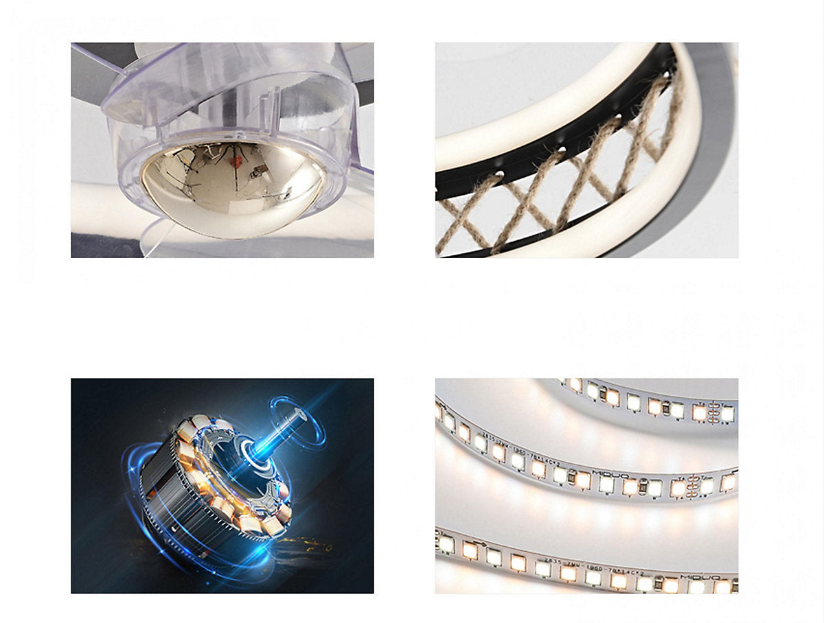 Purline Ventilador de Techo LED con Acabado de Cuerda - Imagen 2
