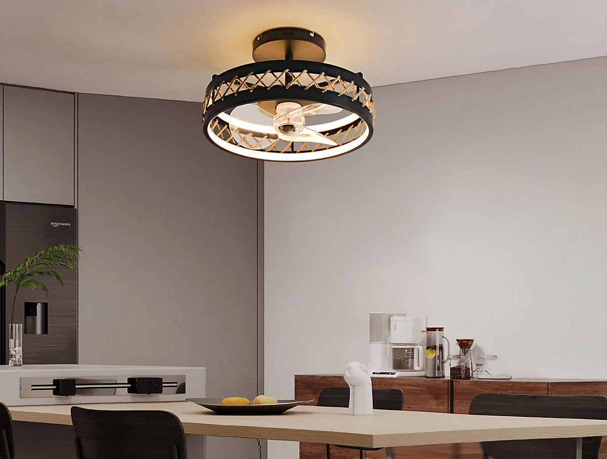 Purline Ventilador de Techo LED con Acabado de Cuerda - Imagen 3