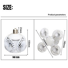 Mini ventilador LED E27 con mando a distancia, plegable, 3 velocidades, 14x15 cm - Imagen 2