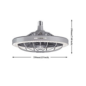 Bextsrack Plafón Ventilador 30W Tapa Cristal Gris E27 - Imagen 2