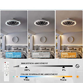 Bextsrack Plafón Ventilador 30W Tapa Cristal Gris E27 - Imagen 5
