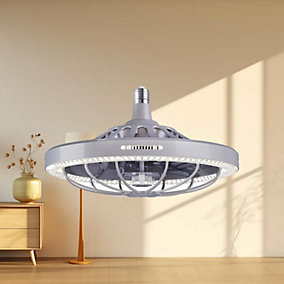 Bextsrack Plafón Ventilador 30W Tapa Cristal Gris E27 - Imagen 8