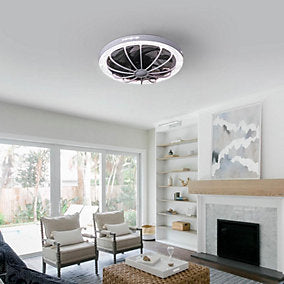 Bextsrack Plafón Ventilador 30W Tapa Cristal Gris E27 - Imagen 9