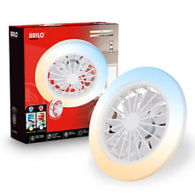 Briloner Plafón Ventilador LED CCT Blanco 24W 2600lm 15W 380×140 mm