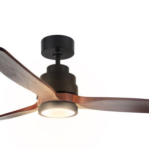 Ventilador de techo Iluminación LED Madera y Metal Negro Ø107cm Seynave Horacio