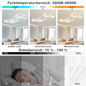 Ventilador Techo 100 cm con Lámpara, Mando, LED Variable, 6 Velocidades