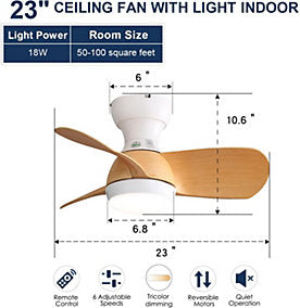 Ventilador de Techo 23" LED 18W 3 Tonos Blanco - Imagen 5
