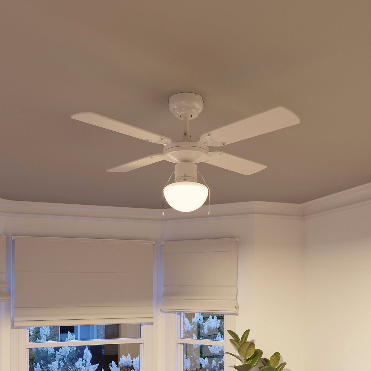 Ventilador de Techo con Iluminación Blanco para Habitaciones hasta 8 m²