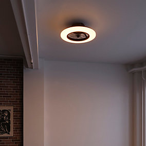 GoodHome Hewish Ventilador de techo con iluminación negro blanco 58 cm