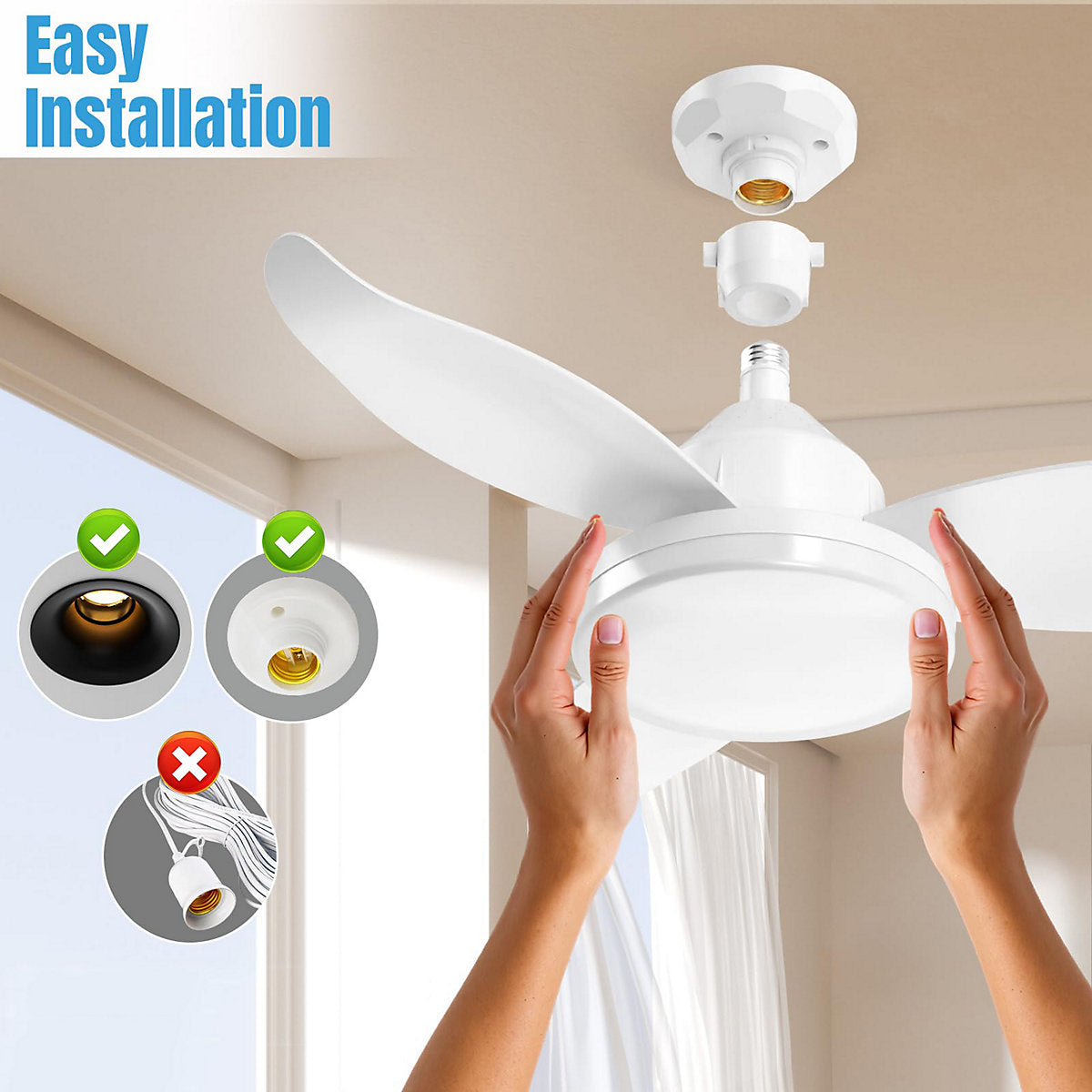 Ventilador Techo Luminoso Moderno 91,5 cm Tricolor Con Control Remoto E27 - Imagen 9