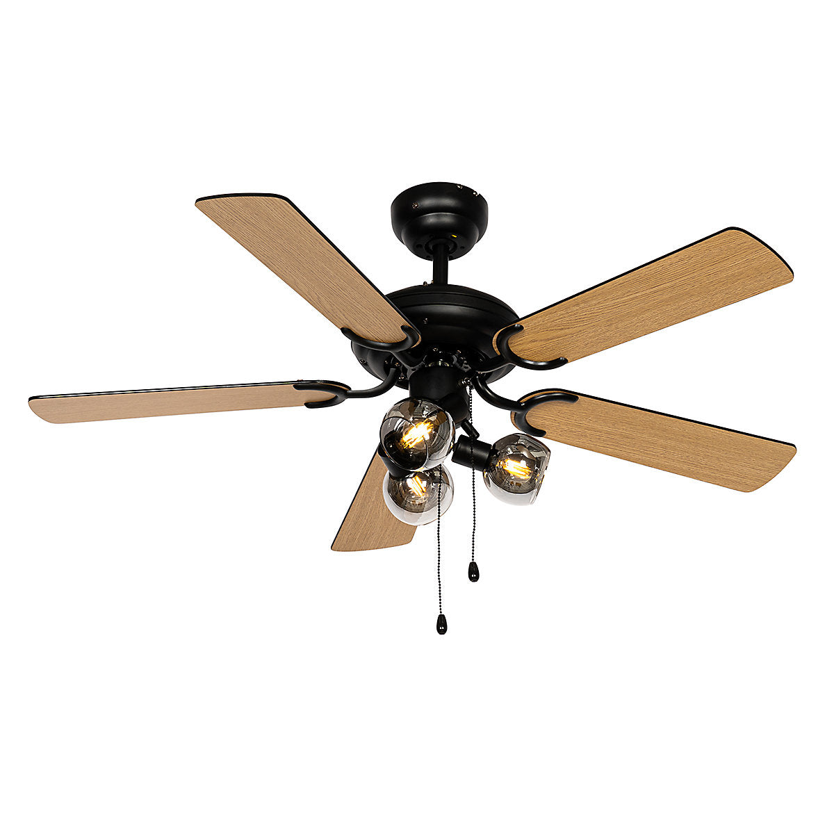 Ventilador de Techo Negro con Madera 3 Luces Mistral Vidro - Imagen 3