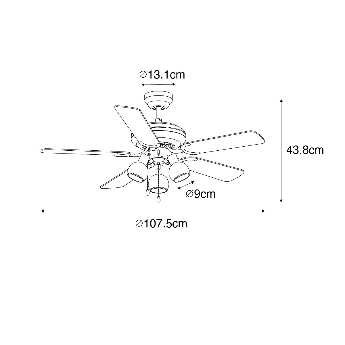 Ventilador de Techo Negro con Madera 3 Luces Mistral Vidro - Imagen 4