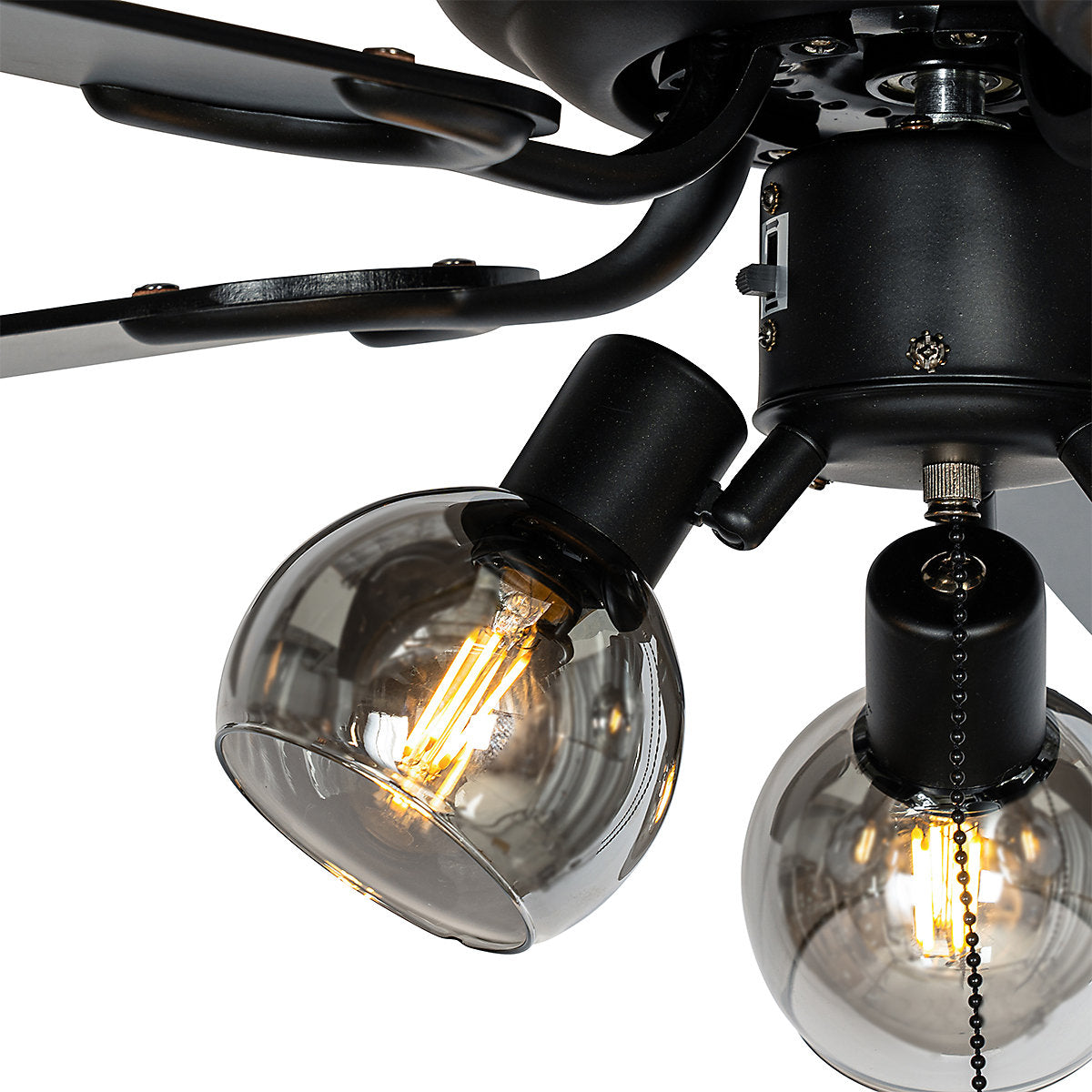 Ventilador de Techo Negro con Madera 3 Luces Mistral Vidro - Imagen 5