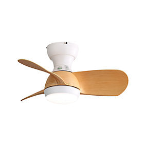 Yuanhao Ventilador de Techo LED 18W Blanco con Variador 3 Colores